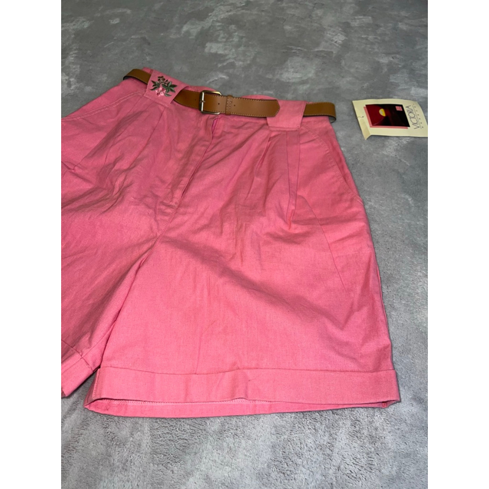 VTG COTTAGECORE Pink Long Shorts with Brown Belt Juniors 13 - Picture 4 of 7
